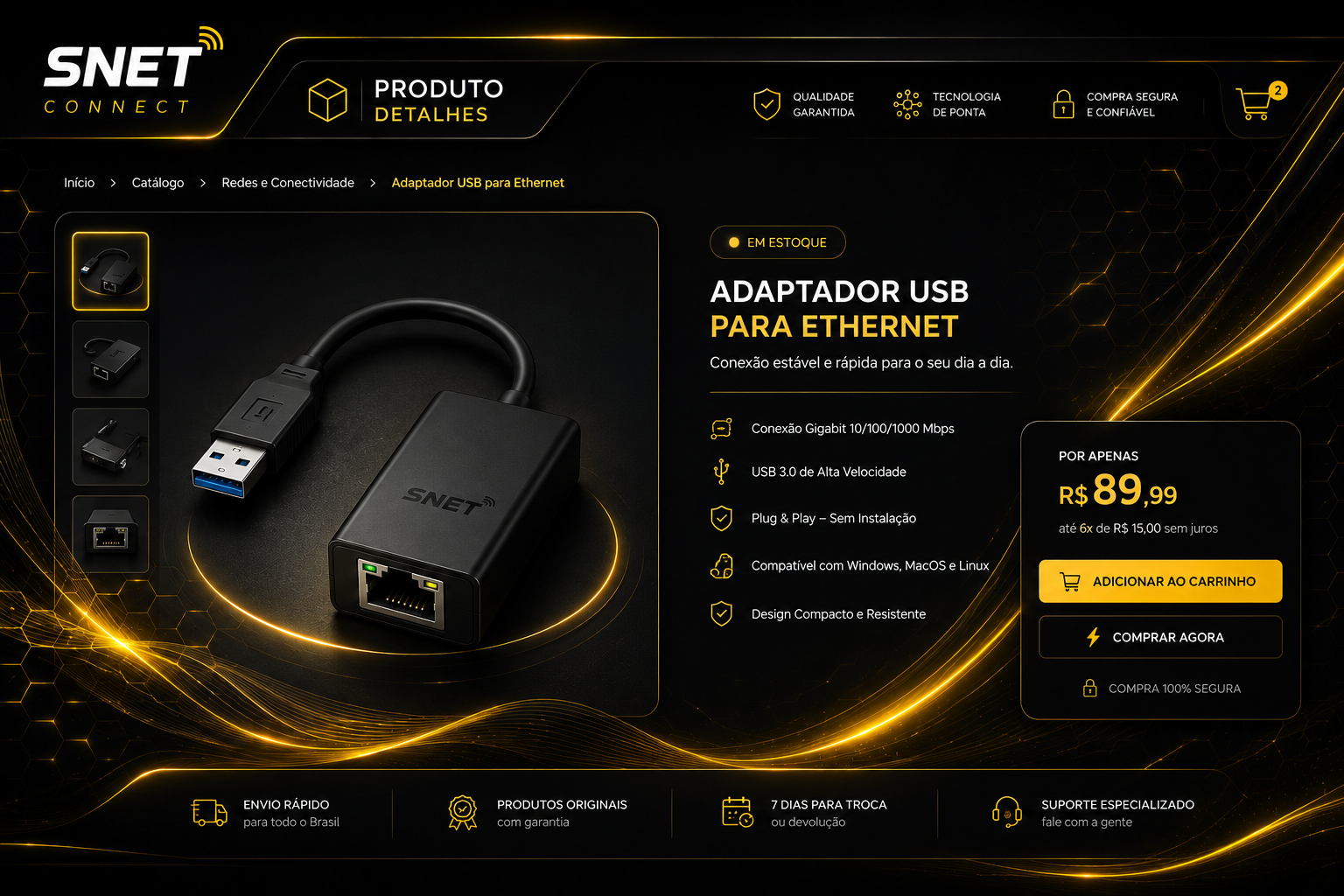 Adaptador USB para Ethernet